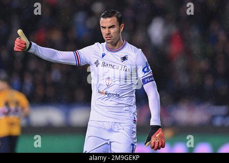 Empoli, Italien. 16. Januar 2023. Emil Audero (UC Sampdoria) beim Empoli FC vs UC Sampdoria, italienisches Fußballspiel Serie A in Empoli, Italien, Januar 16 2023 Kredit: Independent Photo Agency/Alamy Live News Stockfoto