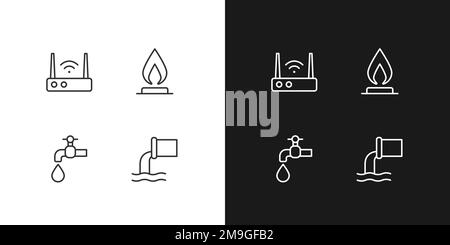 Home Services pixelgenaue lineare Symbole für den dunklen, hellen Modus Stock Vektor