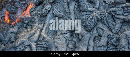 Aus nächster Nähe: Verfestigte Lava, Hawaii Volcanoes National Park, Hawaii Islands, USA Stockfoto