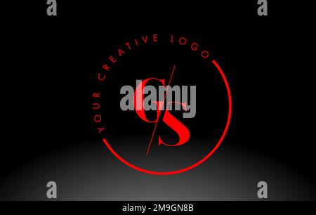 Rotes Logo mit GS-Buchstaben und kreativer Schnittschrift Serif. Stock Vektor