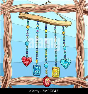 Abbildung einer Holzschaukel an einem Seil Stockfoto