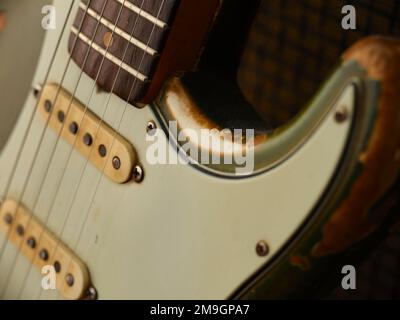 1963 Fender Stratocaster in sherwood Green Finish Stockfoto