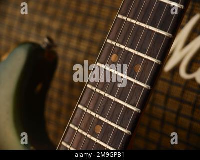 1963 Fender Stratocaster in sherwood Green Finish Stockfoto