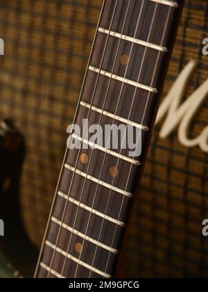 1963 Fender Stratocaster in sherwood Green Finish Stockfoto