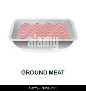 Symbol für Hackfleisch. 3D Abbildung aus der Sammlung für den Lebensmittelmarkt. Kreatives Hackfleisch 3D-Symbol für Webdesign, Vorlagen, Infografiken und mehr Stock Vektor