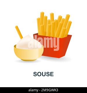 Souse-Symbol. 3D Abbildung aus der Fast Food-Kollektion. Creative Souse 3D Symbol für Webdesign, Vorlagen, Infografiken und mehr Stock Vektor