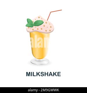 Milchshake-Symbol. 3D Abbildung aus der Fast Food-Kollektion. Creative Milkshake 3D Symbol für Webdesign, Vorlagen, Infografiken und mehr Stock Vektor