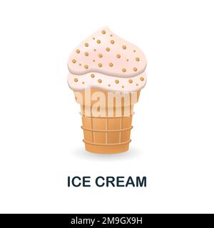 Eiscreme-Symbol. 3D Abbildung aus der Fast Food-Kollektion. Creative Ice Cream 3D Symbol für Webdesign, Vorlagen, Infografiken und mehr Stock Vektor