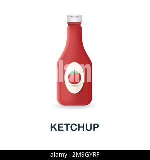 Ketchup-Symbol. 3D Abbildung aus der Sammlung für den Lebensmittelmarkt. Creative Ketchup 3D Symbol für Webdesign, Vorlagen, Infografiken und mehr Stock Vektor