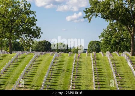 65095-02801 Grabsteine in der Jefferson Barracks National Cemetery St. Louis, MO Stockfoto