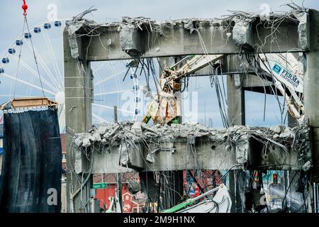 Blick auf Viaduct Abriss, Seattle, Washington, USA Stockfoto