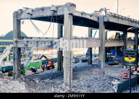 Blick auf Viaduct Abriss, Seattle, Washington, USA Stockfoto