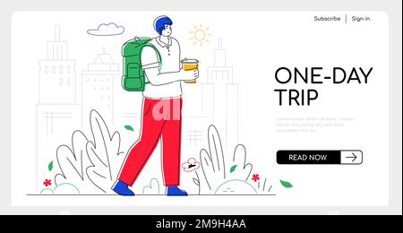 Tagesausflug - modernes Webbanner im flachen Design Stock Vektor