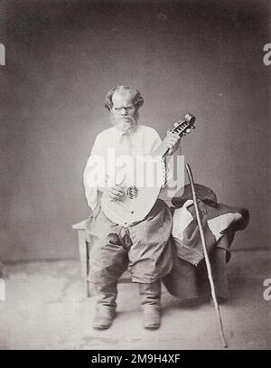 Iosif Kordy - siebzigjähriger Bandura-Spieler, Kiew, Kiew, Ukraine - 1870-1880 - 5.000 Meisterwerke der Fotografie Stockfoto