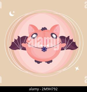 Isoliertes süßes Schwein auf einem Vampirkostümvektor Stock Vektor