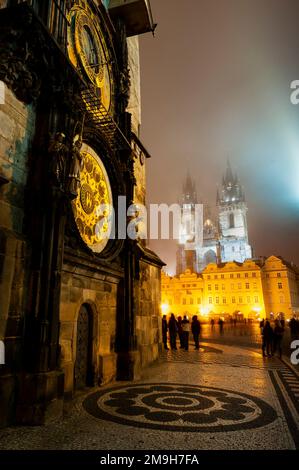 Mittelalterliche astronomische Uhr in der Altstadt, Prag, Tschechische Republik Stockfoto