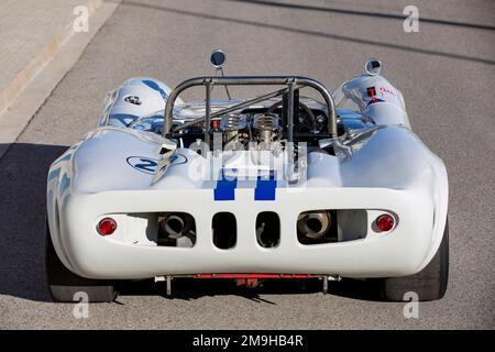 Rückansicht des Sportwagens Lola T70 MkII Spyder Stockfoto