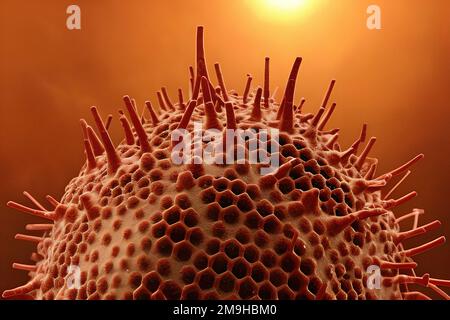 Foto, Illustration. Virus, Grippe, Bakterien, Nahaufnahme. Im Organismus. Stockfoto