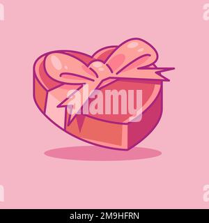 valentinstag Geschenk Flachvektor Illustration. Süßes Geschenk valentinstag-Illustration. Süße Schokolade-Illustration. Stock Vektor