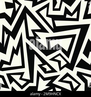 Schwarz-weißes, afrikanisches, nahtloses geometrisches Muster Stock Vektor
