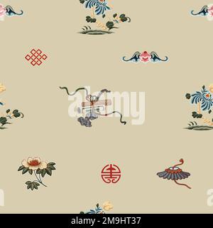 Traditionelle chinesische Kunst Vektor nahtloser Hintergrund Stock Vektor