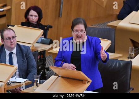 Edinburgh Scotland, UK 18. Januar 2023 Jackie Baillie im Schottischen Parlament. Live-Nachrichten von sst/alamy Stockfoto