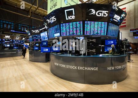 New York, Estados Unidos. 17. Januar 2023. Blick auf die Börse von New York an der Wall Street in New York City, USA. 18. Januar 2023. (Foto: Vanessa Carvalho/Brazil Photo Press) Kredit: Brazil Photo Press/Alamy Live News Stockfoto