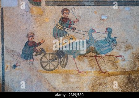 Mosaike in der Villa romana del Casale, Piazza Armerina, Sizilien (Italien) Stockfoto