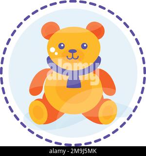 Isolierter farbiger Teddybär Spielzeugsymbol flacher Vektor Stock Vektor