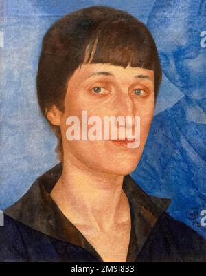 Anna Akhmatova. Porträt der russischen Dichterin Anna Andrejewna Gorenko (1889-1966) von Kuzma Petrov-Vodkin (1878-1939), 1922 Stockfoto