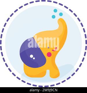 Isolierter farbiger Elefant Spielzeugsymbol flacher Vektor Stock Vektor