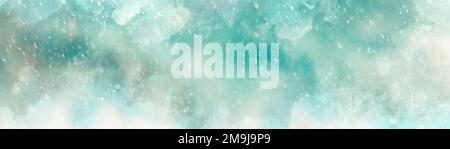 Bunte Aquarell Hintergrund des abstrakten Sonnenuntergangs Himmel mit geschwollenen Wolken in hellen Regenbogenfarben von rosa blau gelb orange und lila Stockfoto