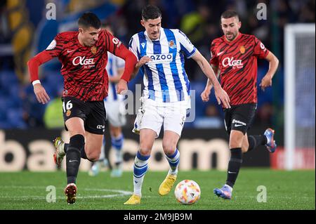 Rodrigo Battaglia von RCD Mallorca und Carlos Fernandez von Real Sociedad während des Spiels Copa del Rey zwischen Real Sociedad und RCD Mallorca in reale Stockfoto