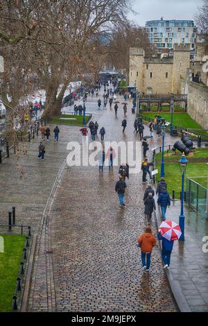 london im Regenturm von london im Regen Stockfoto