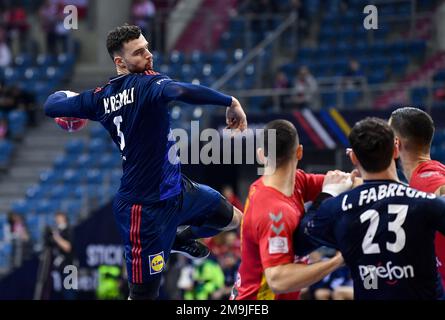 Krakau, Polen. 18. Januar 2023. Nedim Remili beim IHF-Weltmeisterschaftsspiel der Männer zwischen Frankreich und Montenegro am 18. Januar 2023 in Krakau, Polen. (Foto: PressFocus/Sipa USA) Guthaben: SIPA USA/Alamy Live News Stockfoto