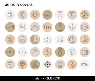 Symbole für die Bewegung dünner Linien eingestellt Stock Vektor