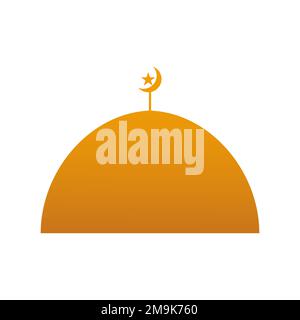 Ein Vektordesign der Moschee-Kuppel mit Halbmond-Mond und Sternsymbol auf weißem Hintergrund Stock Vektor