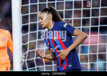 BARCELONA – DEZ. 21: Salma Paralluelo in Aktion während des UEFA Women's Champions League-Spiels zwischen dem FC Barcelona und dem FC Rosengard auf der Spotify Cam Stockfoto