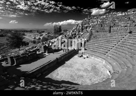 Blick auf das Westtheater von Umm Qais, Jordanien, Naher Osten Stockfoto