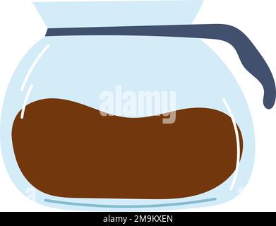 Kaffeekanne aus Glas im flachen Cartoon-Stil. Handgezeichnete Vektordarstellung der Kaffeemaschine. Stock Vektor