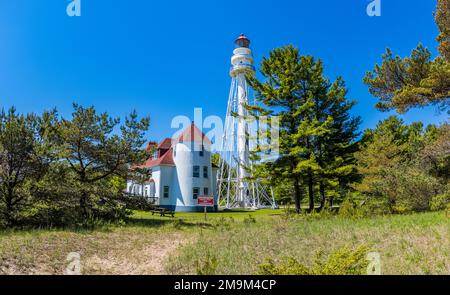 Rawley Point Lighthouse im Point Beach State Forest, Two Rivers, Wisconsin, USA Stockfoto