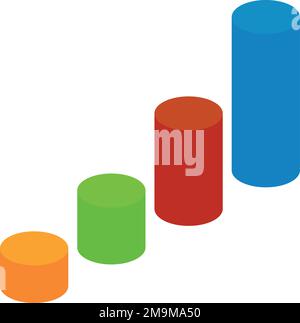 Zylindrisches Säulendiagramm. Symbol für isometrisches Farbdiagramm Stock Vektor