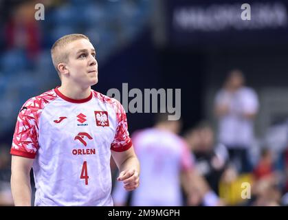 Krakau, Polen. 18. Januar 2023. Piotr Jedraszczyk beim IHF-Weltmeisterschaftsspiel der Männer zwischen Polen und Spanien am 18. Januar 2023 in Krakau, Polen. (Foto: PressFocus/Sipa USA) Guthaben: SIPA USA/Alamy Live News Stockfoto