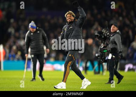 Leeds United's neuer Signaturtitel Georginio Rutter wird den Fans zur Halbzeit während des Wiederholungsspiels des Emirates FA Cup in der dritten Runde in Elland Road, Leeds, vorgestellt. Bilddatum: Mittwoch, 18. Januar 2023. Stockfoto