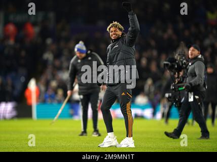 Leeds United's neuer Signaturtitel Georginio Rutter wird den Fans zur Halbzeit während des Wiederholungsspiels des Emirates FA Cup in der dritten Runde in Elland Road, Leeds, vorgestellt. Bilddatum: Mittwoch, 18. Januar 2023. Stockfoto