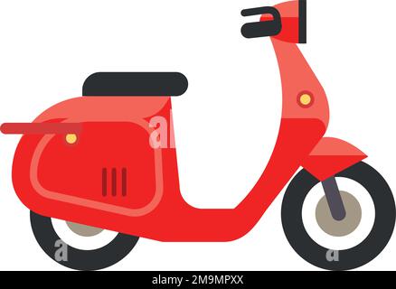 Rotes Roller-Symbol. Seitenansicht des Cartoon-Mopeds Stock Vektor