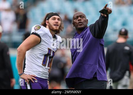 Baltimore Ravens punter Jordan Stout works out during mandatory NFL  football mini camp Tuesday, June 13, 2023, in Owings Mills, Md. (AP  Photo/Gail Burton Stock Photo - Alamy