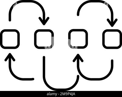 Vektorsymbol für Algorithmus, Verbindung und Hierarchie auf transparentem Hintergrund. Symbol für Outline-Algorithmus, Verbindung, Hierarchievektor Stock Vektor