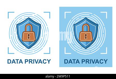 Schutz der Privatsphäre, Cyber-Sicherheit, Fingerabdruck-Scan, Symbol für Personenidentifizierung. System zum Schutz vertraulicher privater Informationen. Vektor Stock Vektor