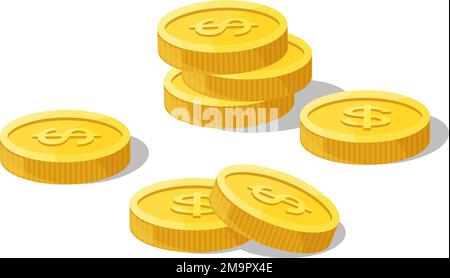 Symbol für goldene Münzen. Cartoon-Dollar. Reichtum-Symbol isoliert auf weißem Hintergrund Stock Vektor